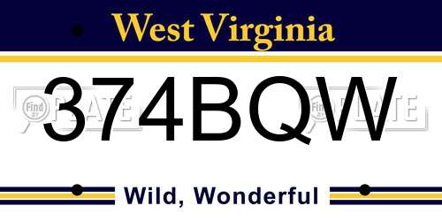 374BQW West Virginia License Plate