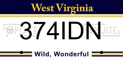 374IDN West Virginia License Plate