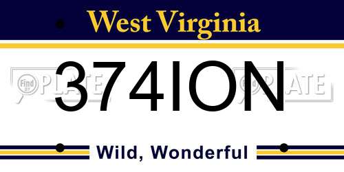 374ION West Virginia License Plate