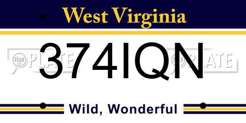 374IQN West Virginia License Plate