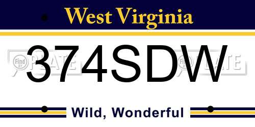 374SDW West Virginia License Plate