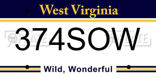 374SOW West Virginia License Plate