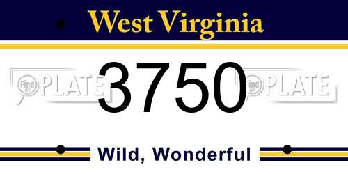 3750 West Virginia License Plate