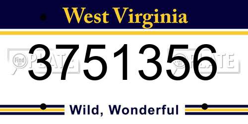 3751356 West Virginia License Plate