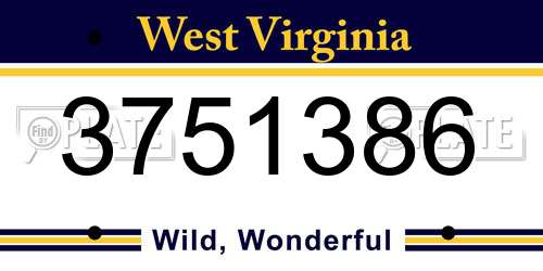 3751386 West Virginia License Plate
