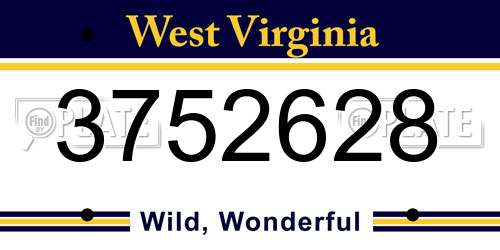 3752628 West Virginia License Plate