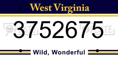 3752675 West Virginia License Plate