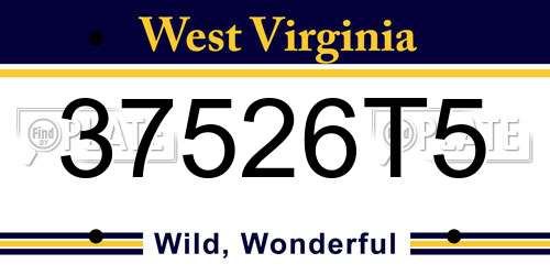 37526T5 West Virginia License Plate