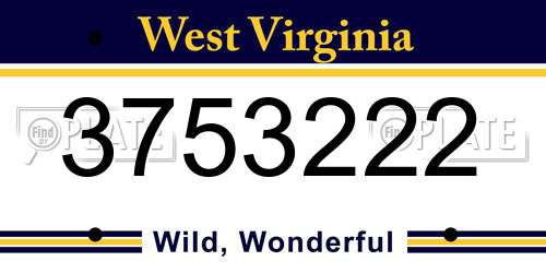3753222 West Virginia License Plate