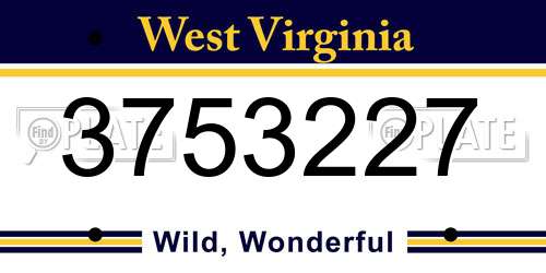 3753227 West Virginia License Plate