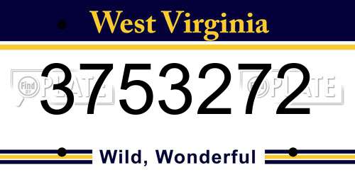 3753272 West Virginia License Plate
