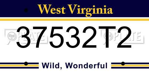37532T2 West Virginia License Plate