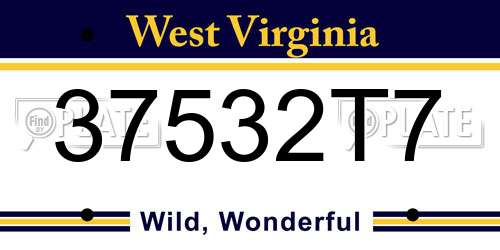 37532T7 West Virginia License Plate