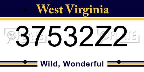 37532Z2 West Virginia License Plate