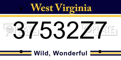 37532Z7 West Virginia License Plate
