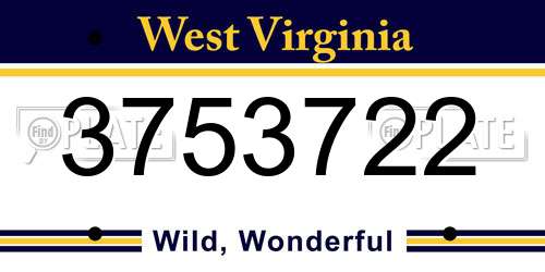 3753722 West Virginia License Plate
