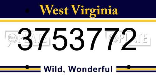 3753772 West Virginia License Plate