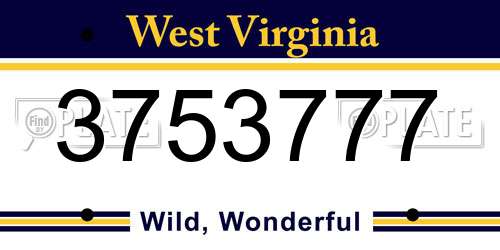 3753777 West Virginia License Plate