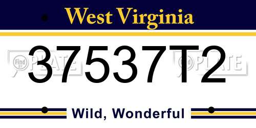 37537T2 West Virginia License Plate
