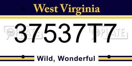 37537T7 West Virginia License Plate