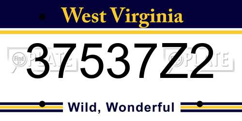 37537Z2 West Virginia License Plate
