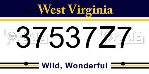 37537Z7 West Virginia License Plate