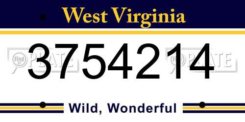 3754214 West Virginia License Plate