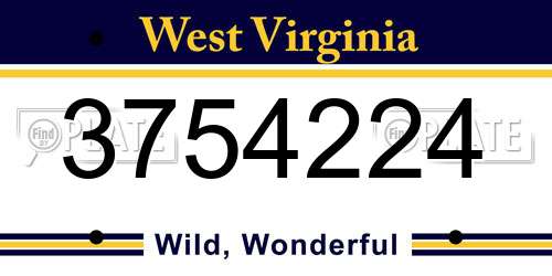 3754224 West Virginia License Plate