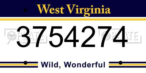 3754274 West Virginia License Plate