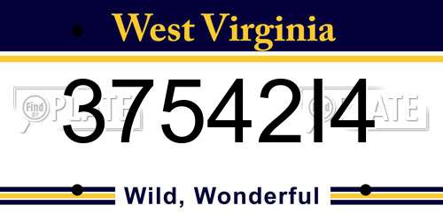 37542I4 West Virginia License Plate