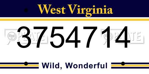 3754714 West Virginia License Plate