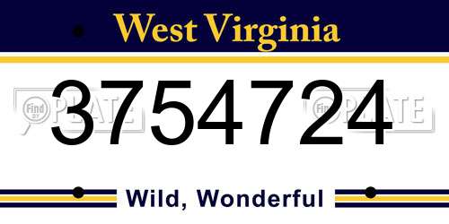3754724 West Virginia License Plate