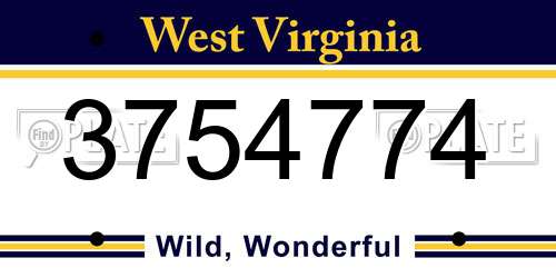3754774 West Virginia License Plate
