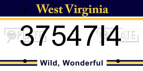 37547I4 West Virginia License Plate