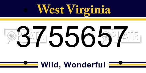 3755657 West Virginia License Plate