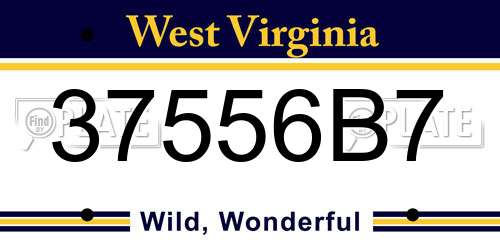 37556B7 West Virginia License Plate