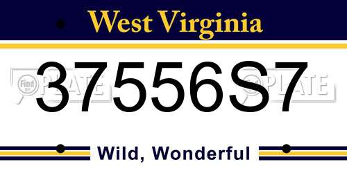 37556S7 West Virginia License Plate