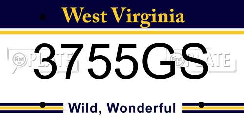 3755GS West Virginia License Plate