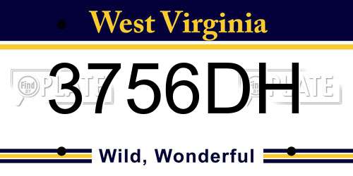 3756DH West Virginia License Plate