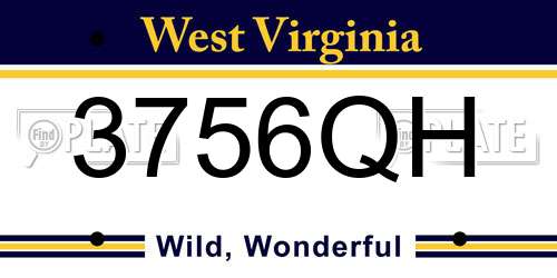 3756QH West Virginia License Plate