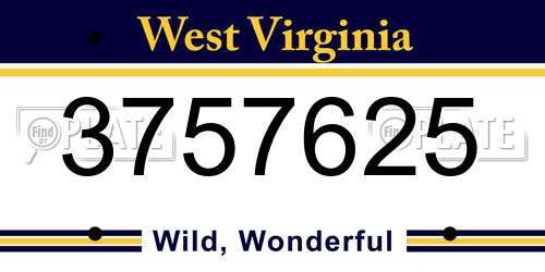 3757625 West Virginia License Plate