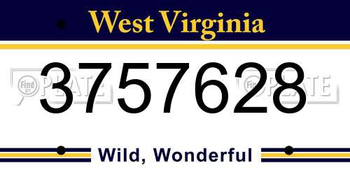 3757628 West Virginia License Plate