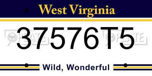 37576T5 West Virginia License Plate