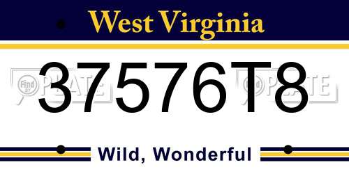37576T8 West Virginia License Plate
