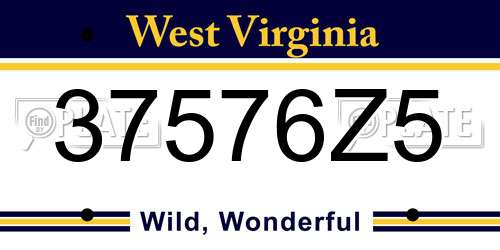 37576Z5 West Virginia License Plate