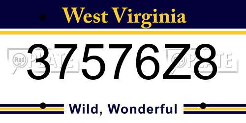 37576Z8 West Virginia License Plate