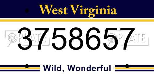 3758657 West Virginia License Plate