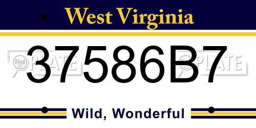 37586B7 West Virginia License Plate