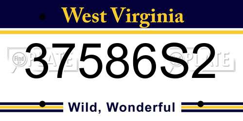 37586S2 West Virginia License Plate