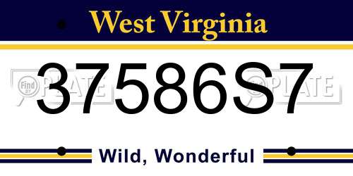 37586S7 West Virginia License Plate